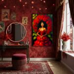 Quadro Decorativo Pomba Gira Rosa Vermelha Entidade -70x50cm