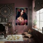 Quadro Decorativo Pombagira Cigana Rosa Vermelha - 70x50cm