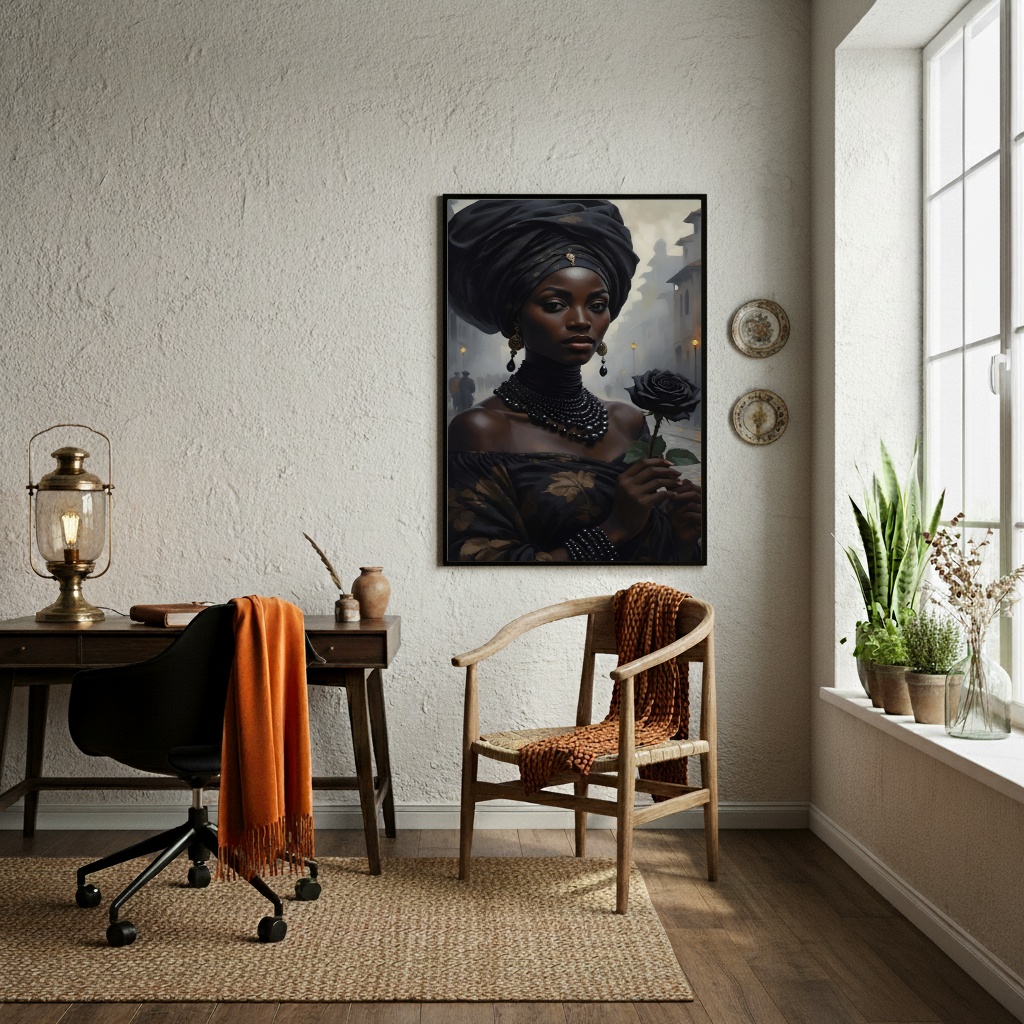 Quadro Decorativo Pombagira Rosa Negra - 70x50cm