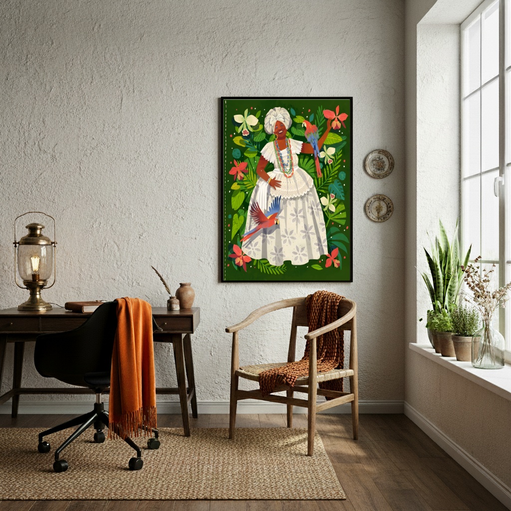 Quadro Decorativo Representação de uma Baiana - 70x50cm
