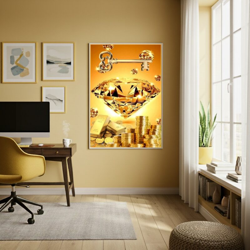 Quadro Decorativo Riqueza Prosperidade e Sucesso - 70x50cm