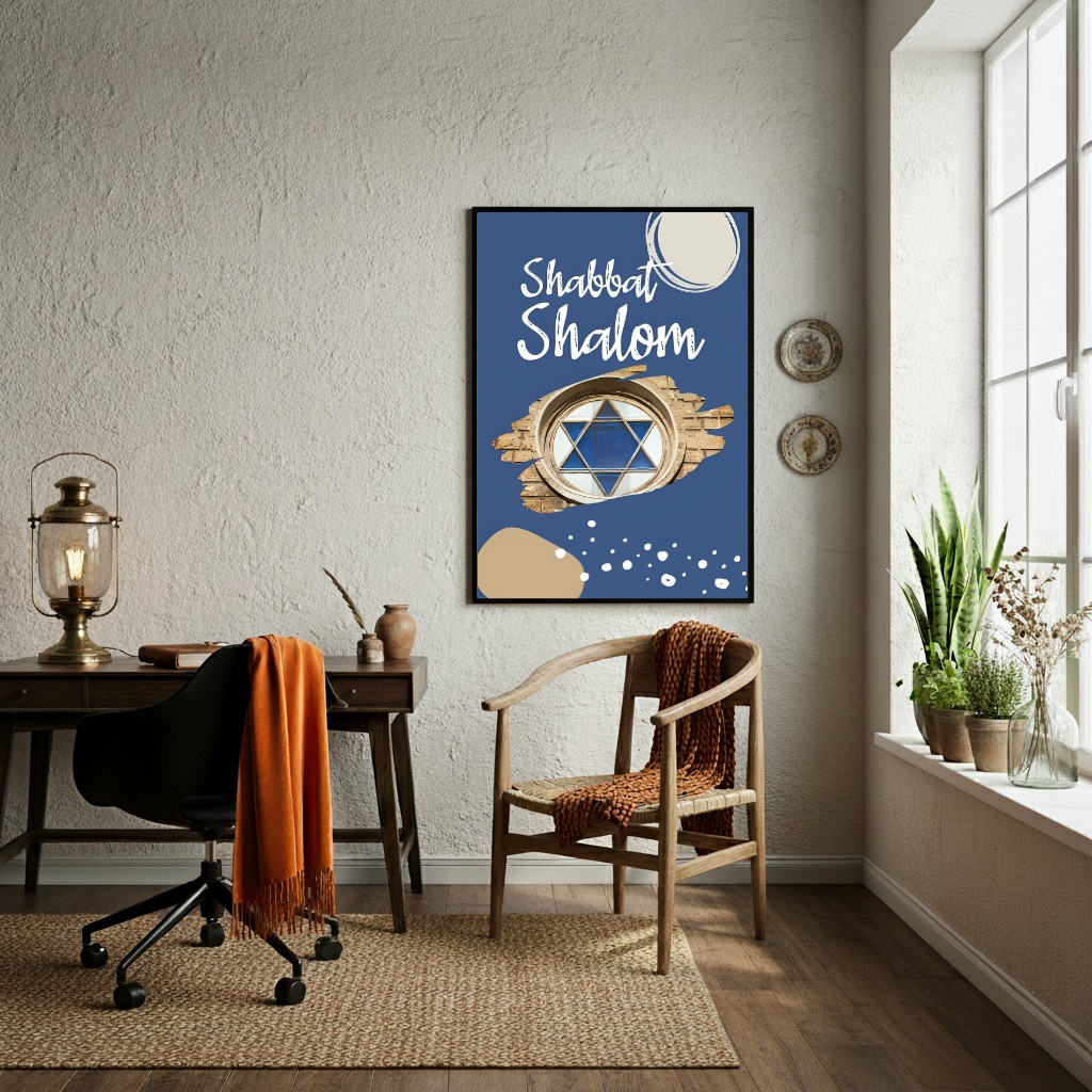 Quadro Decorativo Shabbat Shalom - 70x50cm