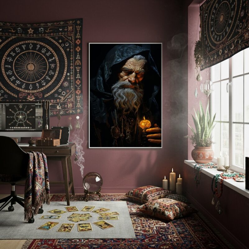 Quadro Decorativo Um Velho Mago - Feiticeiro - 70x50cm