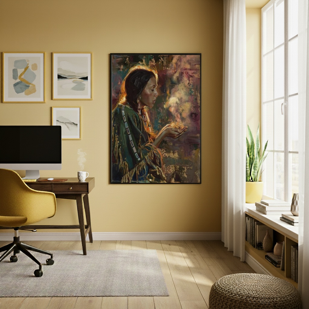 Quadro Decorativo Xamã - Líder Espiritual - 70x50cm
