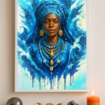 Quadro Decorativo Yemanjá Aquarela Azul