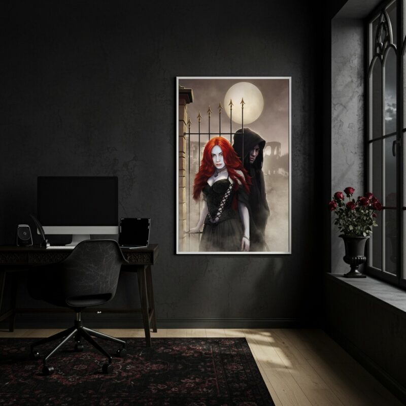 Quadro Exu e Pomba Gira no Cemitério - 70x50cm