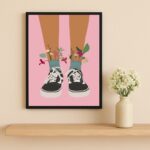 Quadro Feminino Adolescente Tênis Flores