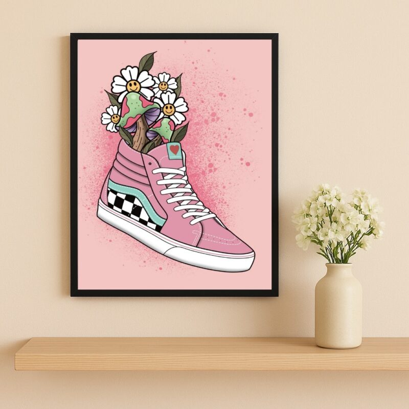 Quadro Feminino Fashion Tênis Flores