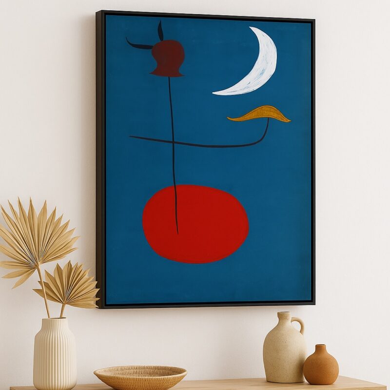 Quadro Grande Canvas Arte Miró Azul e Vermelho
