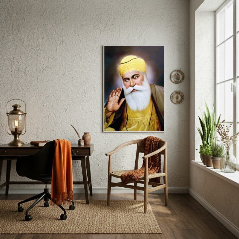 Quadro Guru Nanak - O Fundador do Sikhismo - 70x50cm