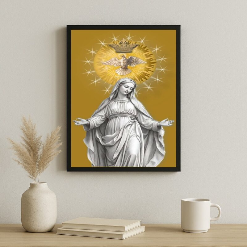 Quadro Nossa Senhora e o Divino Espirito Santo - Ouro