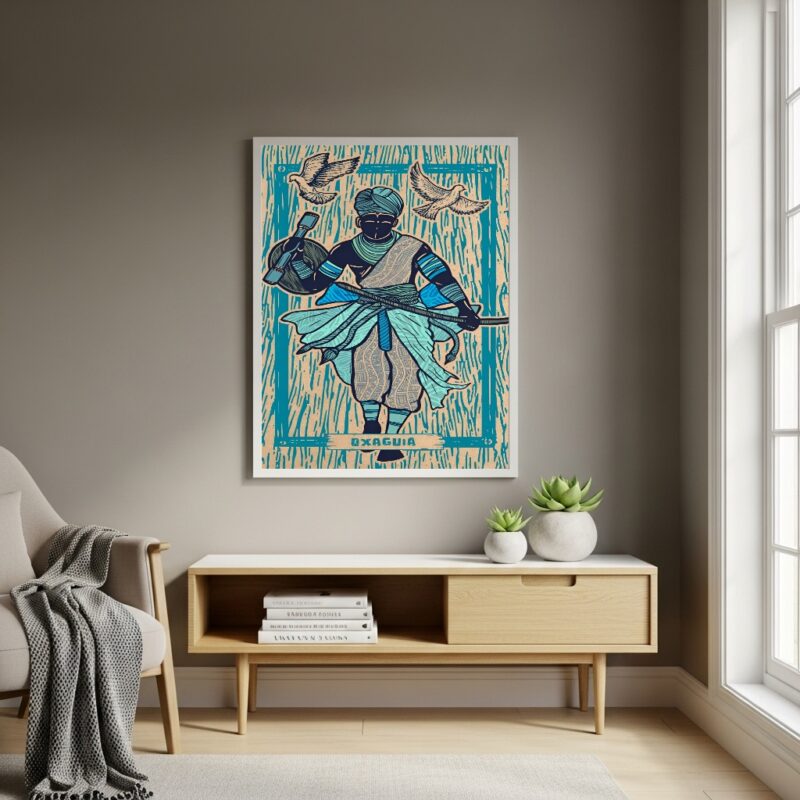 Quadro Oxaguiã Manifestação do Orixá Oxalá - 70x50cm