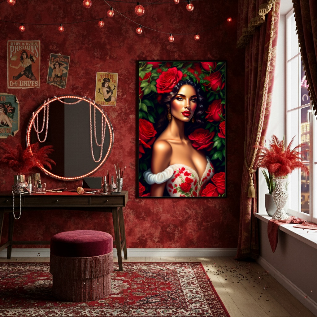 Quadro Pomba Gira Rosa Vermelha Entidade Espiritual -70x50cm