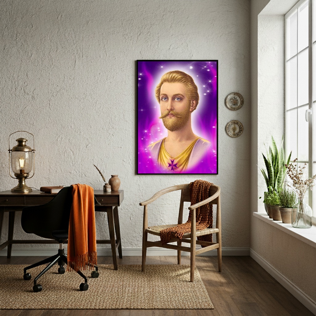 Quadro Saint Germain Guardião da Chama Violeta - 70x50cm