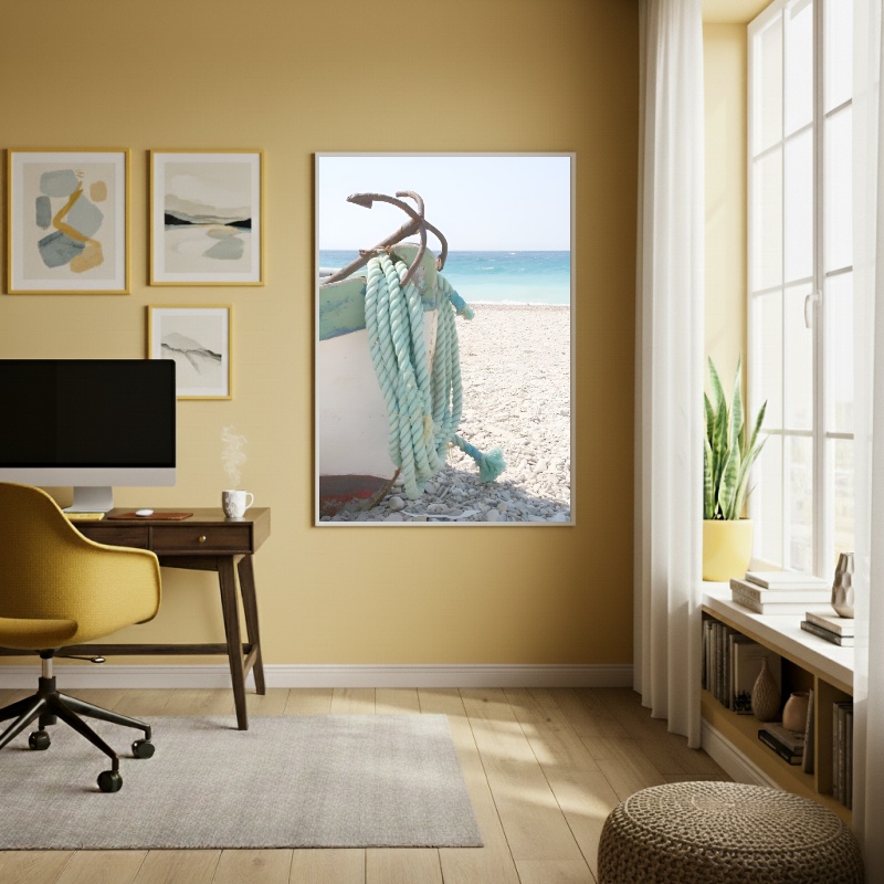 Quadro Decorativo Ancoradouro Na Praia - 70x50cm