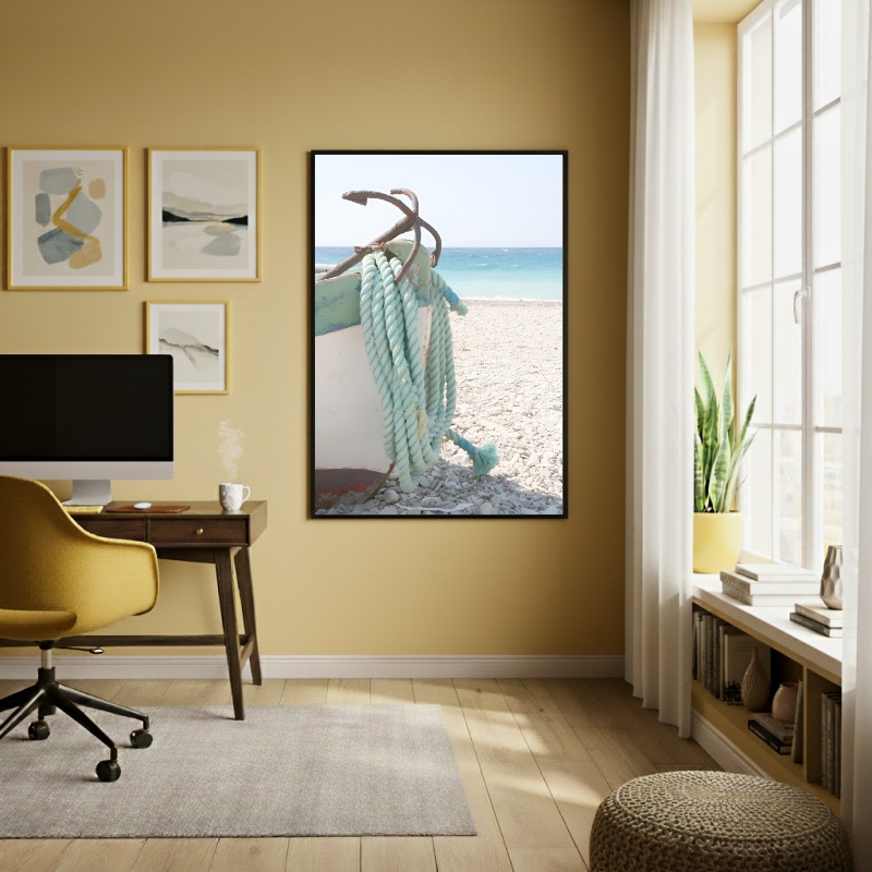 Quadro Decorativo Ancoradouro Na Praia - 70x50cm
