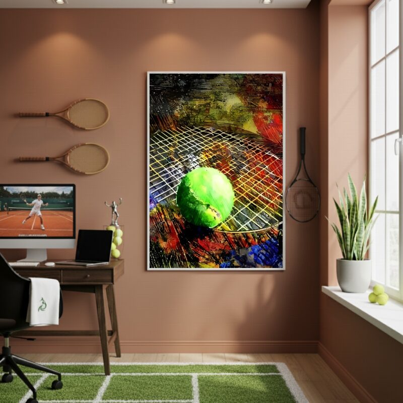 Quadro Decorativo Arte Bola De Tênis-70x50cm