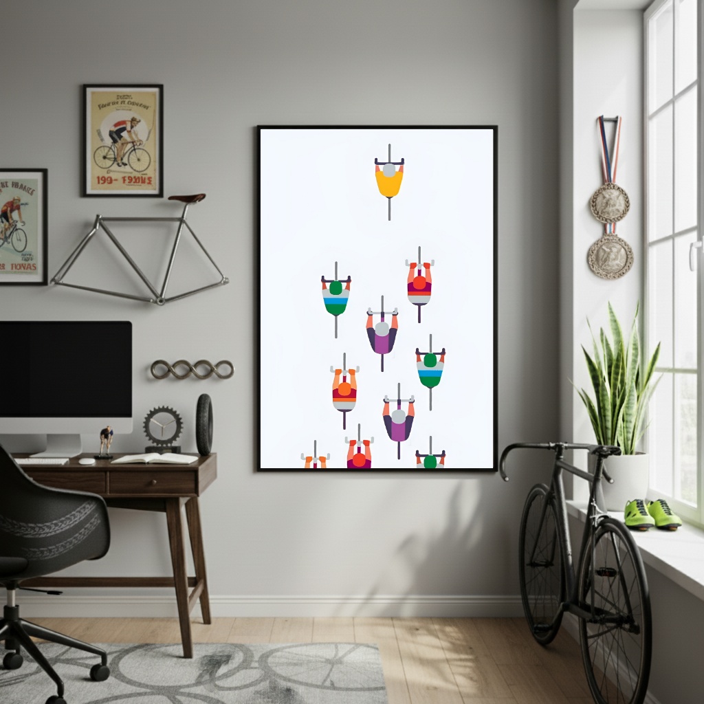 Quadro Decorativo Arte Competição Ciclismo-70x50cm