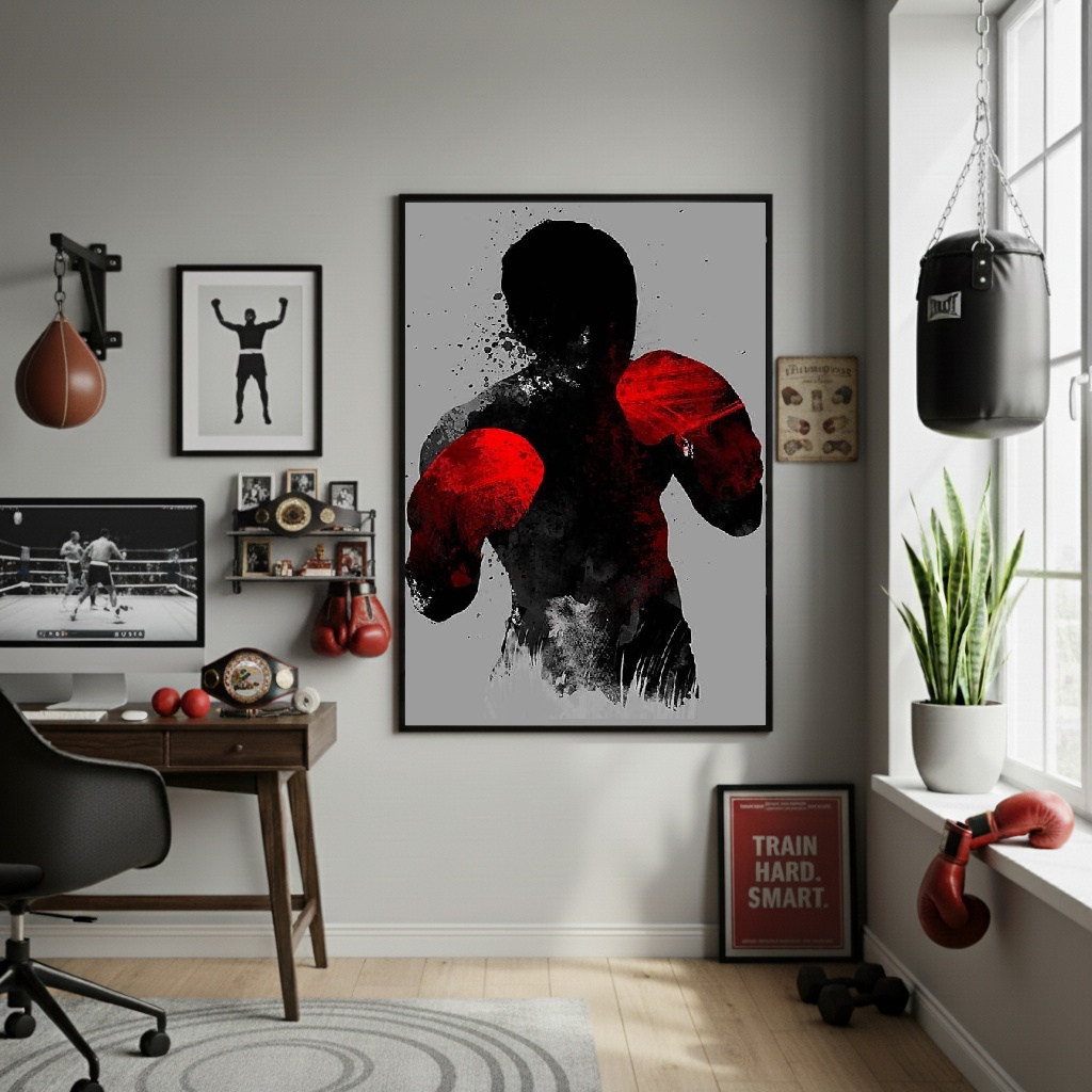 Quadro Decorativo Arte De Boxeador-70x50cm