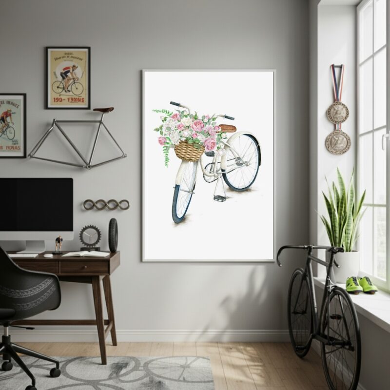Quadro Decorativo Arte De Uma Bicicleta-70x50cm