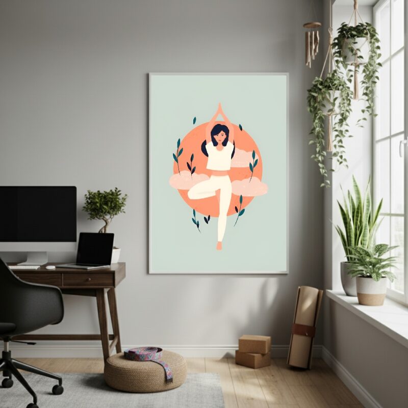 Quadro Decorativo Arte Desenho De Yoga-70x50cm