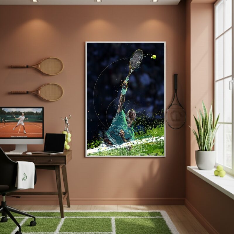 Quadro Decorativo Arte Jogador De Tênis-70x50cm