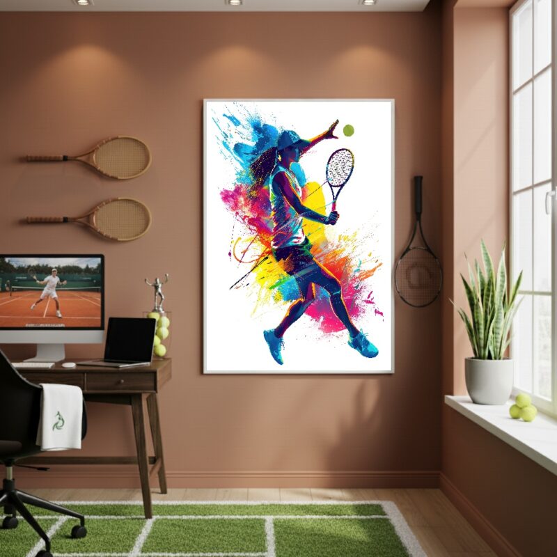 Quadro Decorativo Arte Jogadora De Tênis-70x50cm