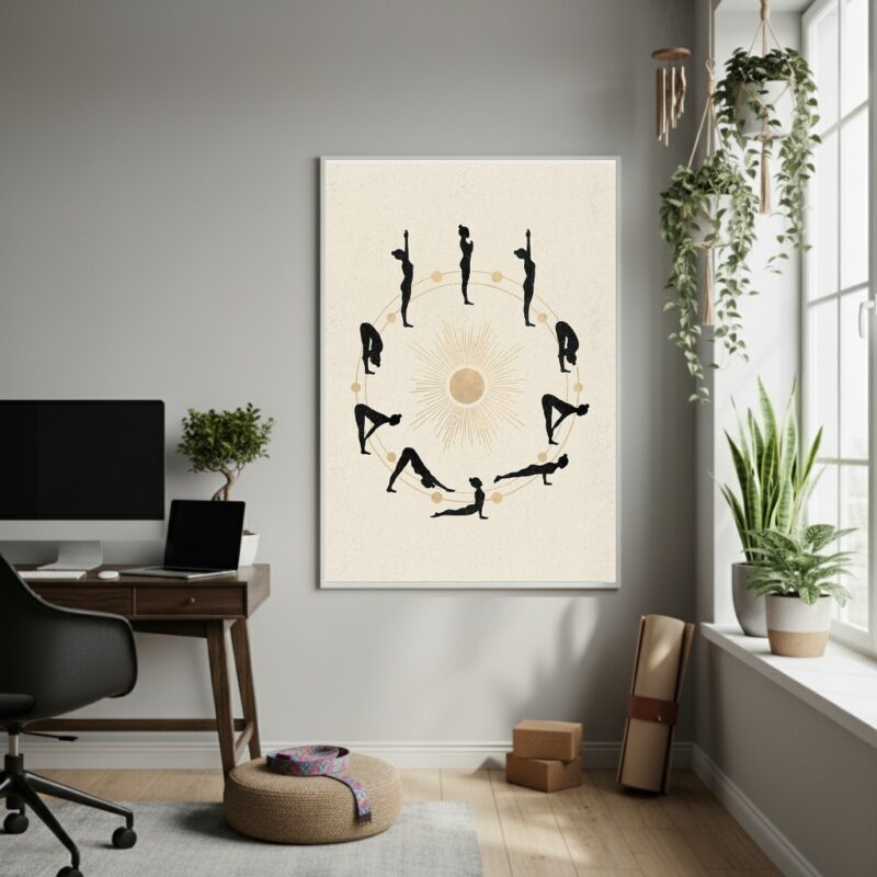 Quadro Decorativo Arte Posições De Yoga-70x50cm