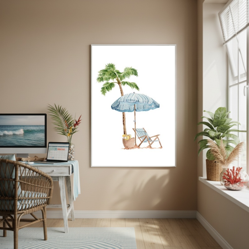 Quadro Decorativo Arte Um Dia De Praia-70x50cm