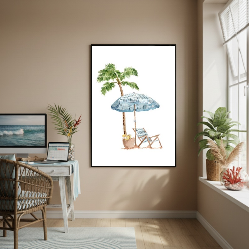Quadro Decorativo Arte Um Dia De Praia-70x50cm