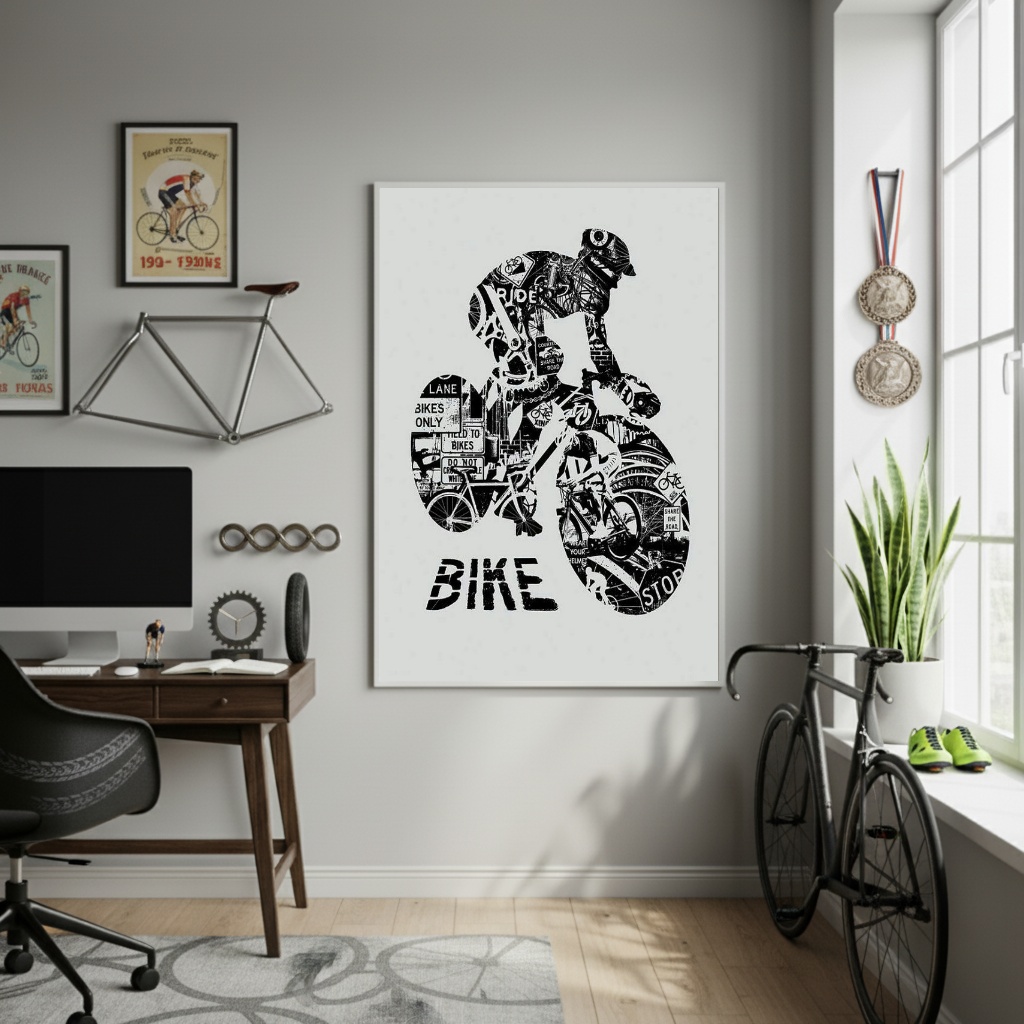 Quadro Decorativo Arte Urbana Bike-70x50cm