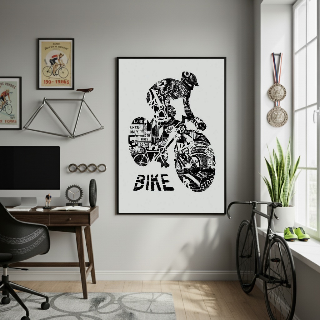 Quadro Decorativo Arte Urbana Bike-70x50cm