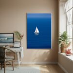 Quadro Decorativo Arte de Barco No Oceano - 70x50cm