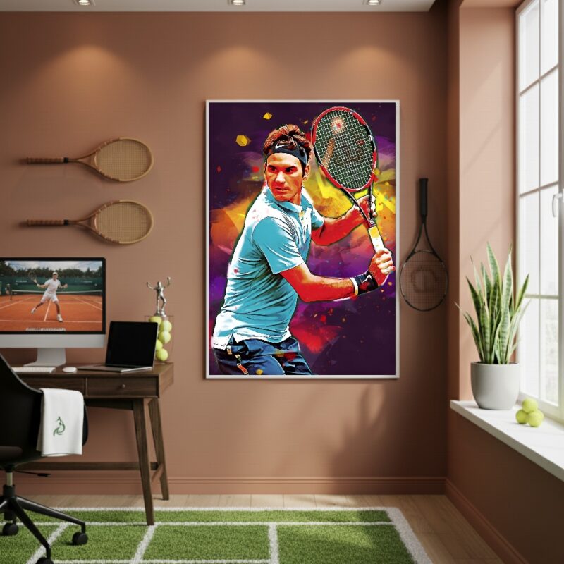 Quadro Decorativo Atleta De Tênis-70x50cm