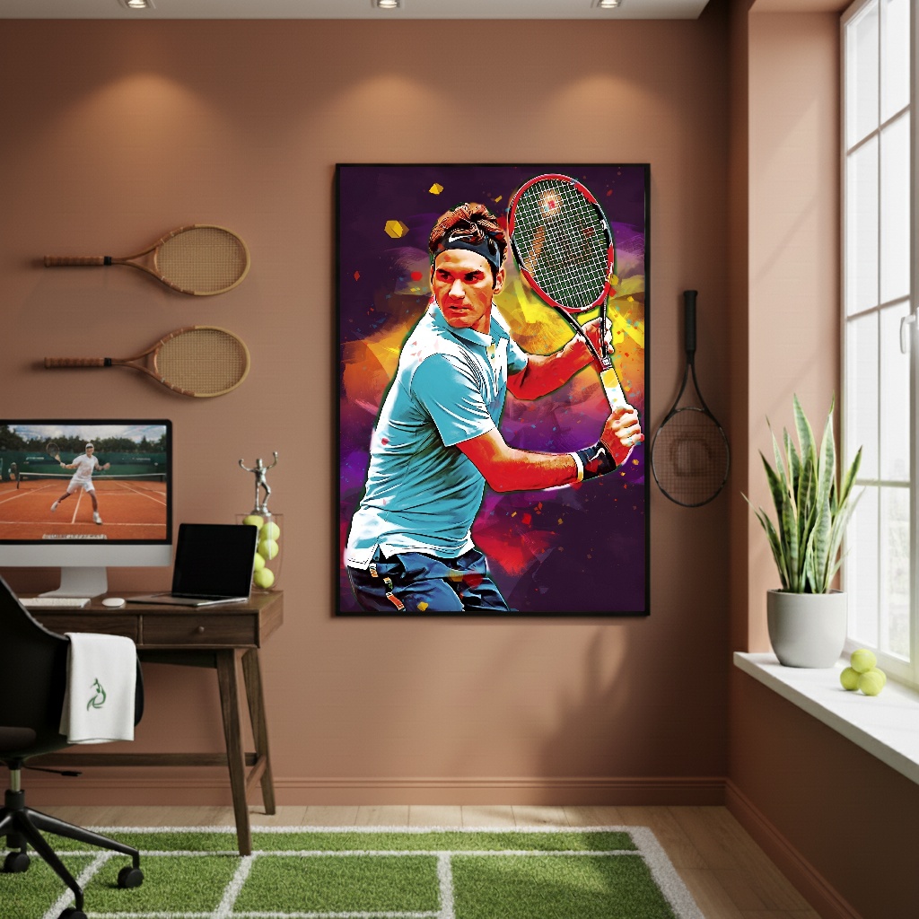 Quadro Decorativo Atleta De Tênis-70x50cm