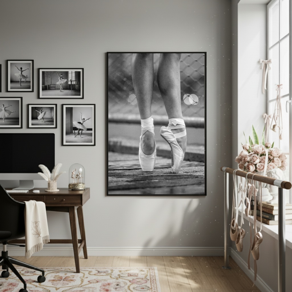 Quadro Decorativo Bailarina Na Ponta Dos Pés-70x50cm