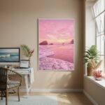 Quadro Decorativo Bela Praia Rosa -70x50cm