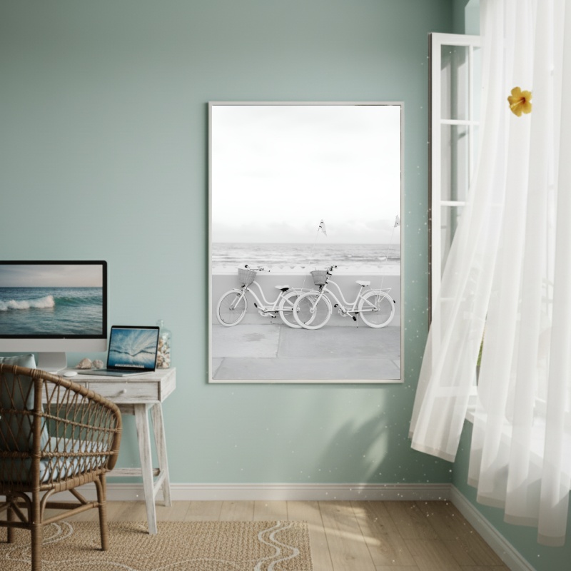 Quadro Decorativo Bicicletas Em Preto E Branco-70x50cm