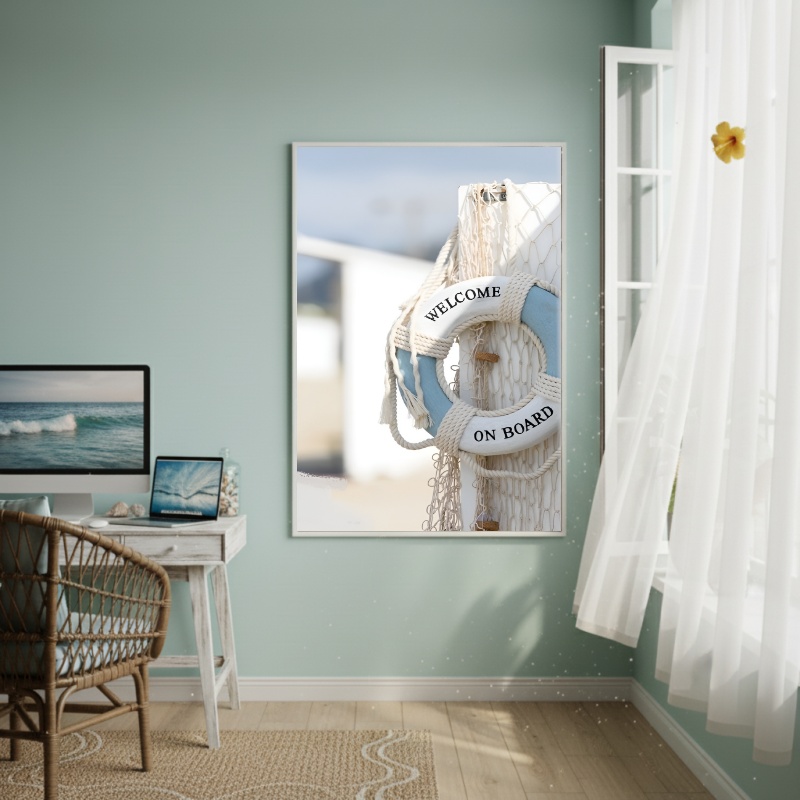 Quadro Decorativo Boia SalvaVidas BemVindo-70x50cm