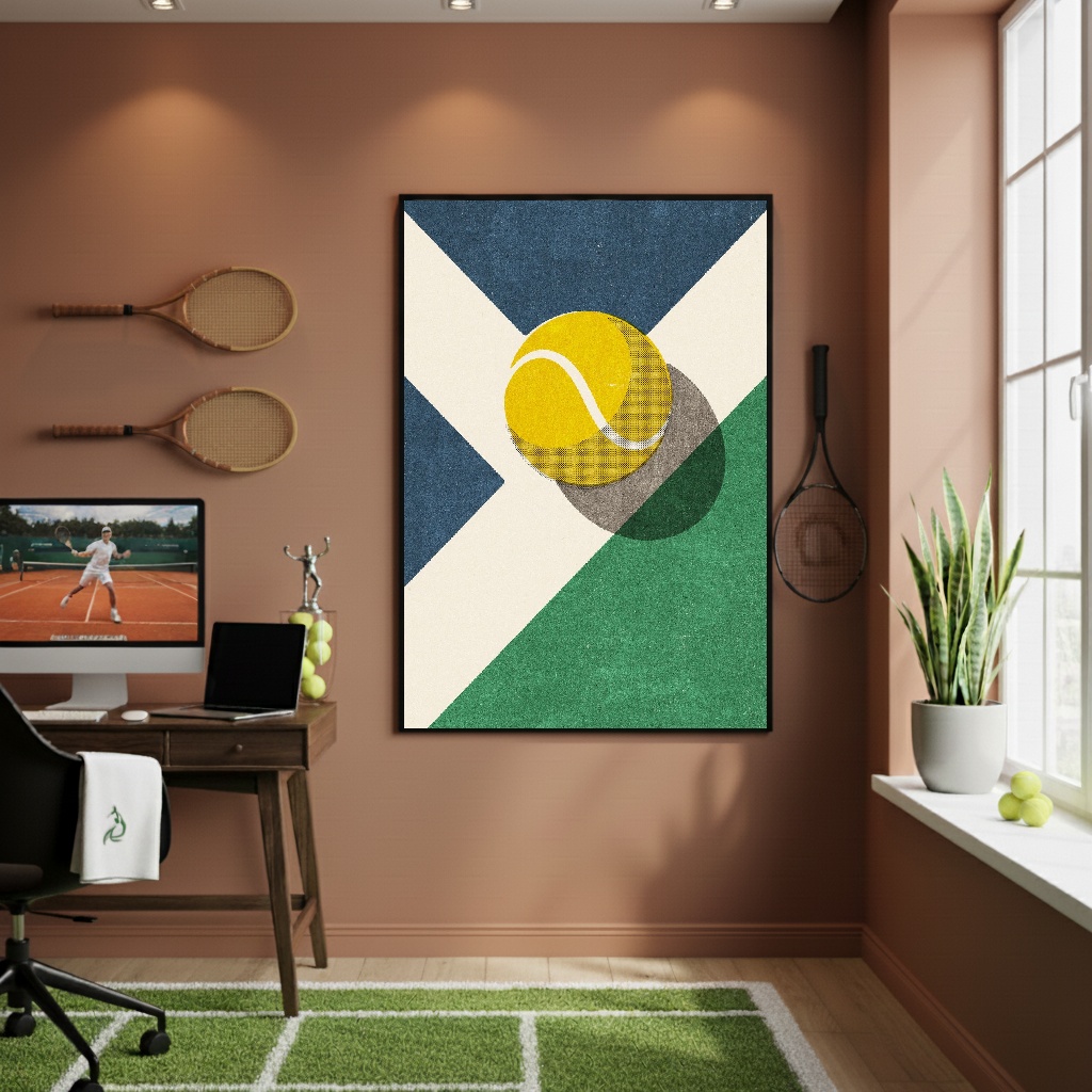 Quadro Decorativo Bola De Tênis-70x50cm