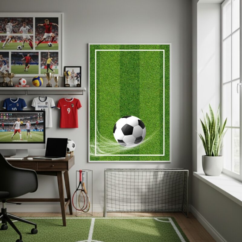 Quadro Decorativo Bola No Campo-70x50cm