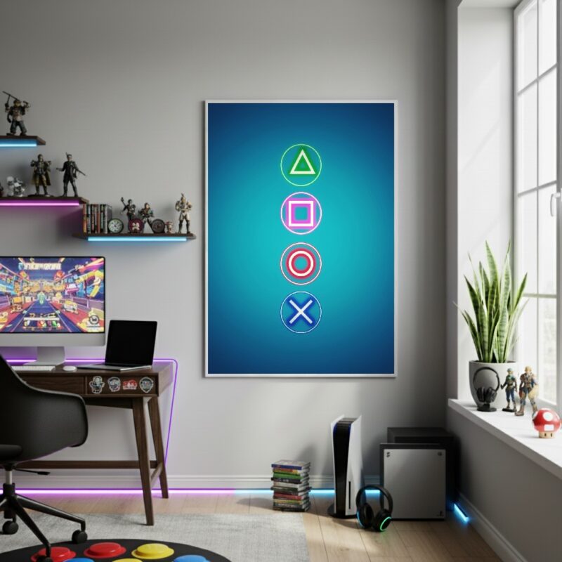 Quadro Decorativo Botões PlayStation-70x50cm