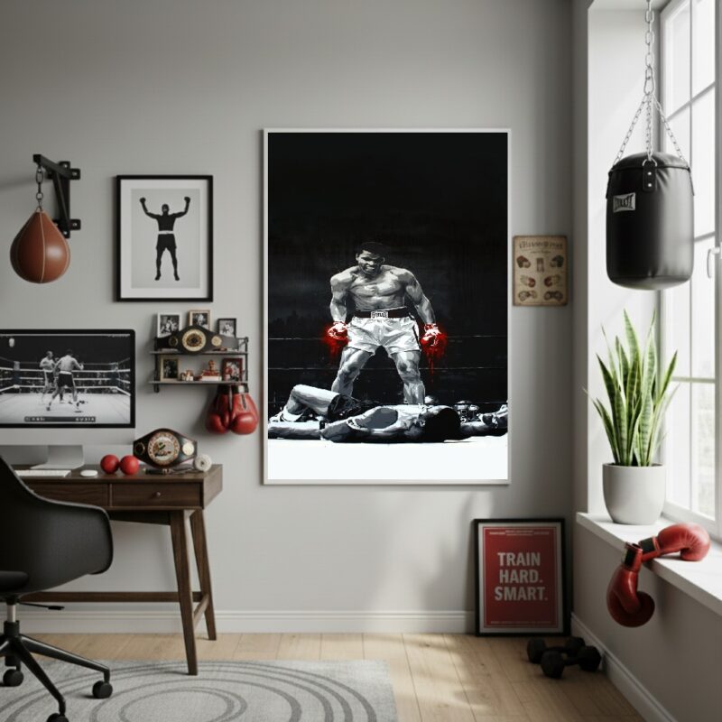 Quadro Decorativo Boxeador Lutando-70x50cm