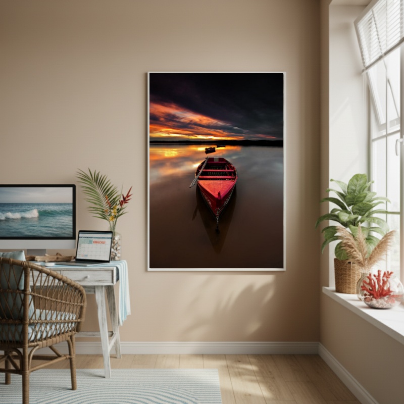 Quadro Decorativo Canoa Vermelha-70x50cm