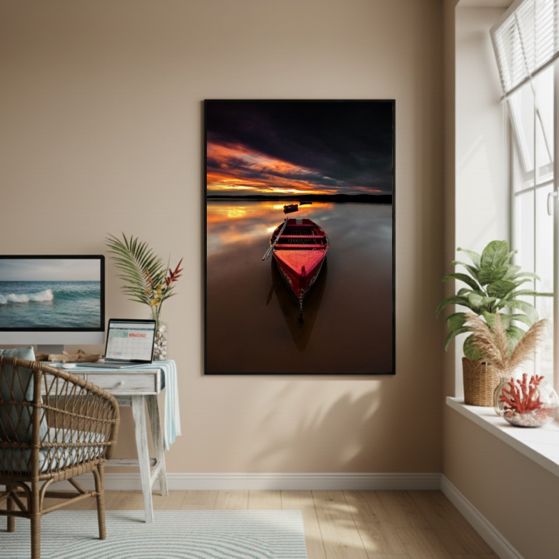 Quadro Decorativo Canoa Vermelha-70x50cm