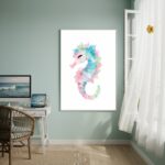 Quadro Decorativo Cavalo Marinho Colorido-70x50cm