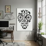 Quadro Decorativo Caveira Bicicleta-70x50cm