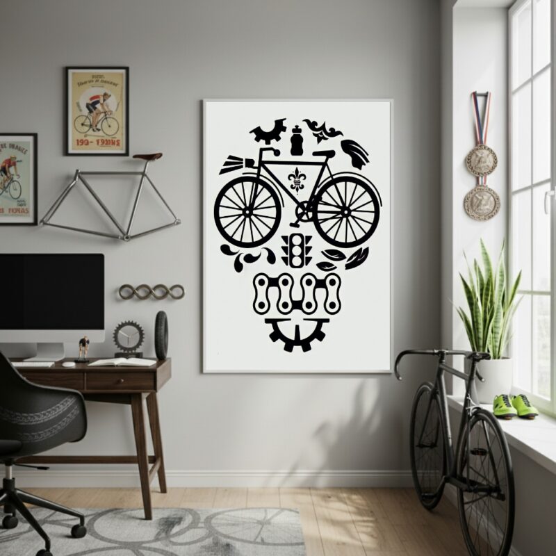 Quadro Decorativo Caveira Bicicleta-70x50cm