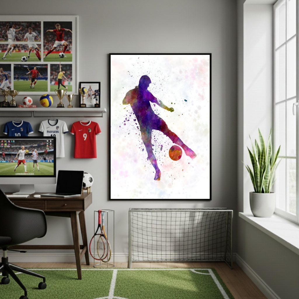Quadro Decorativo Chutando A Bola-70x50cm