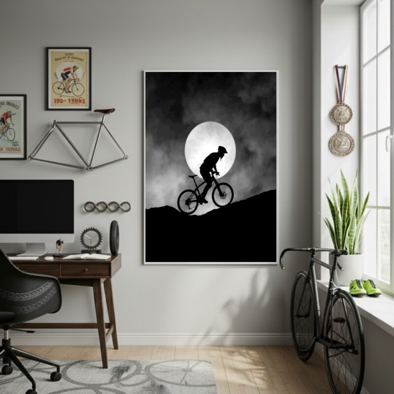 Quadro Decorativo Ciclista Ao Luar-70x50cm